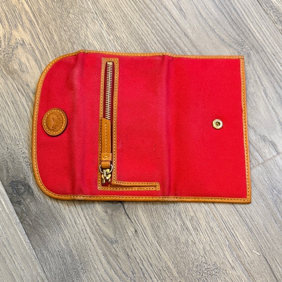 Dooney & Bourke Red Canvas Wallet with Tan Trim - Picture 9 of 13